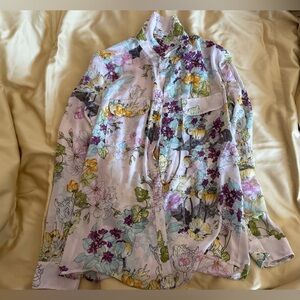 GUESS Women Dylan Floral-Print Utility Blouse, Small